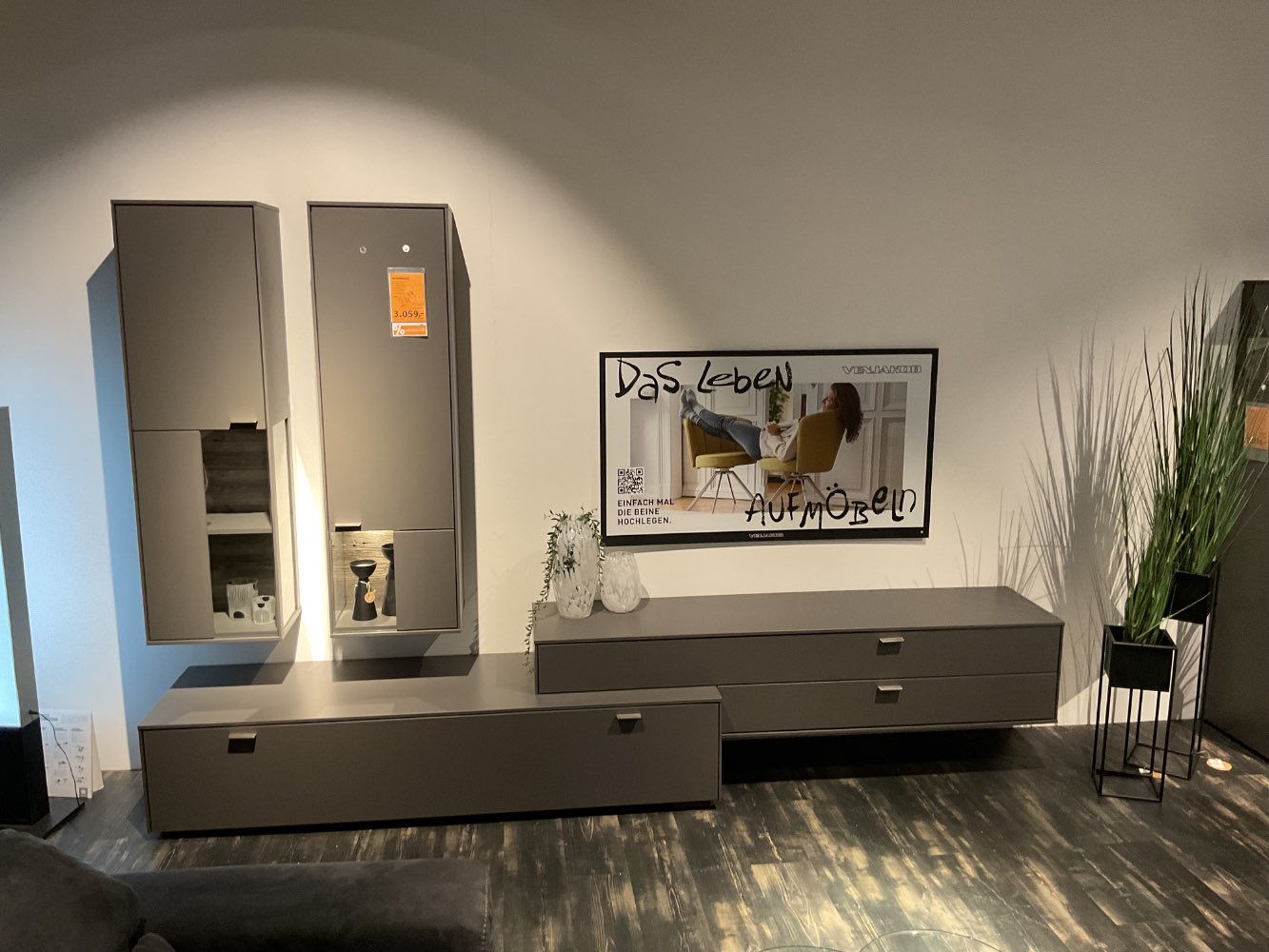 XXXLutz Ausstellungsstück Möbel Wohnwand Sentino schiefergrau