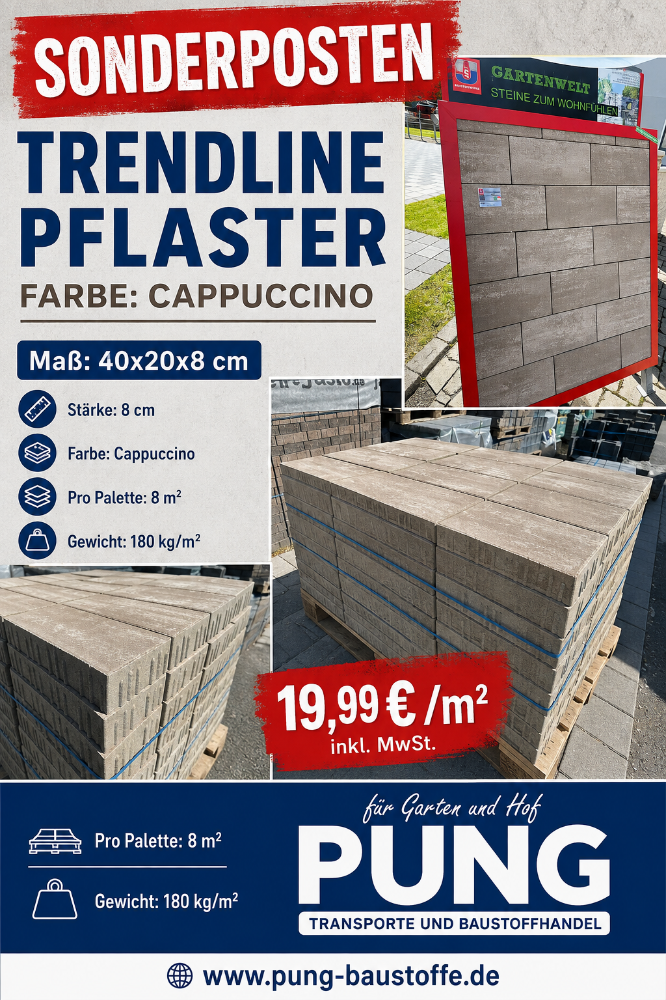 Trendline Pflaster 40x20x8 cm Cappucino (2.Wahl)