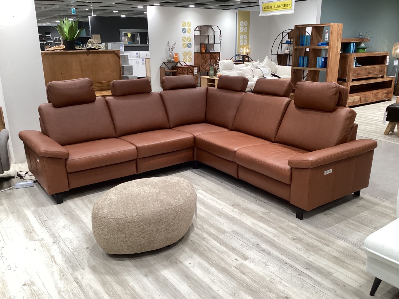 L – Polstergarnitur Step Plus 2.0, Leder Mercury brandy