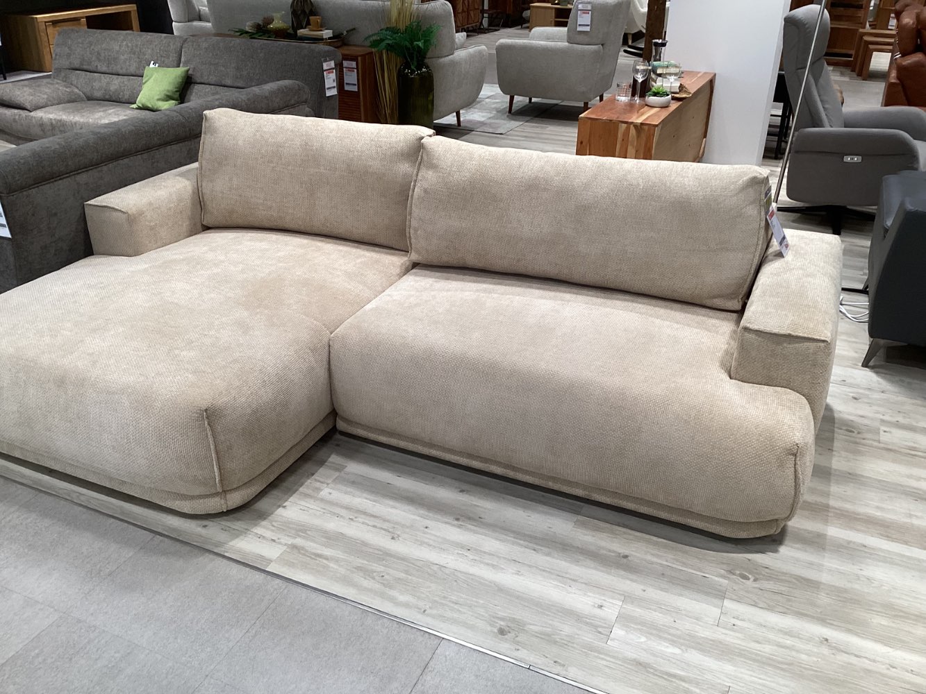 Ecksofa Divo 1 Stoff Flow, beige-grau