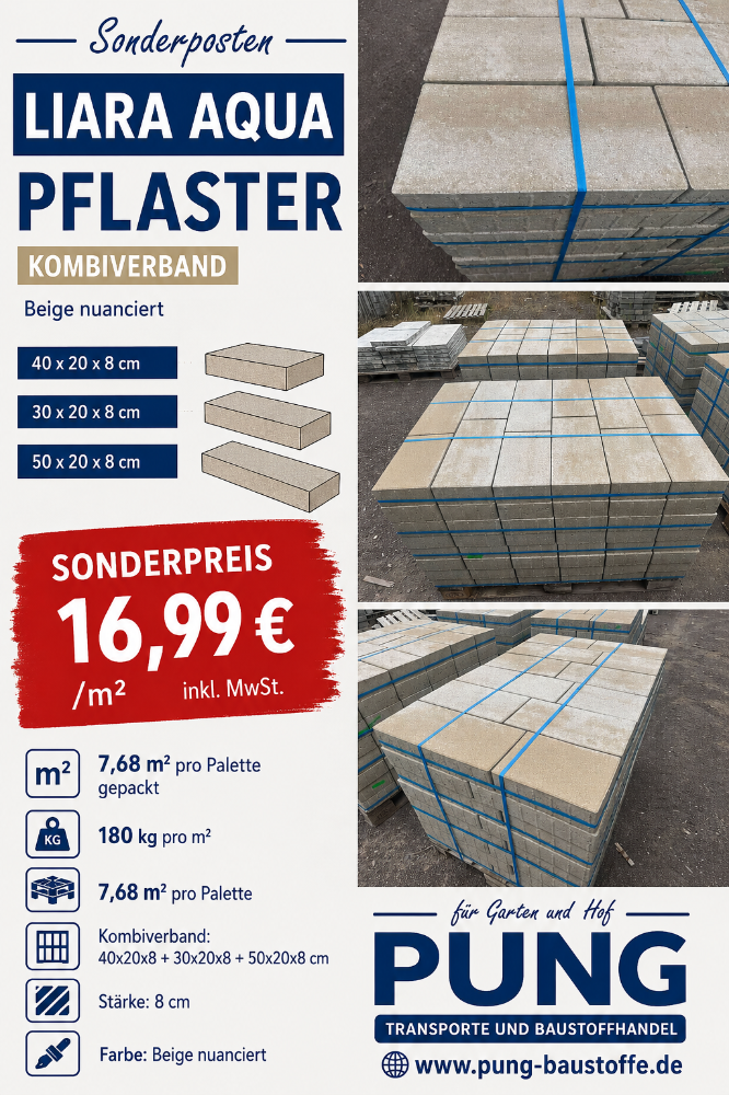Liara Pflaster Aqua Kombinierte Lage beige nuanciert 8 cm (2.Wahl)