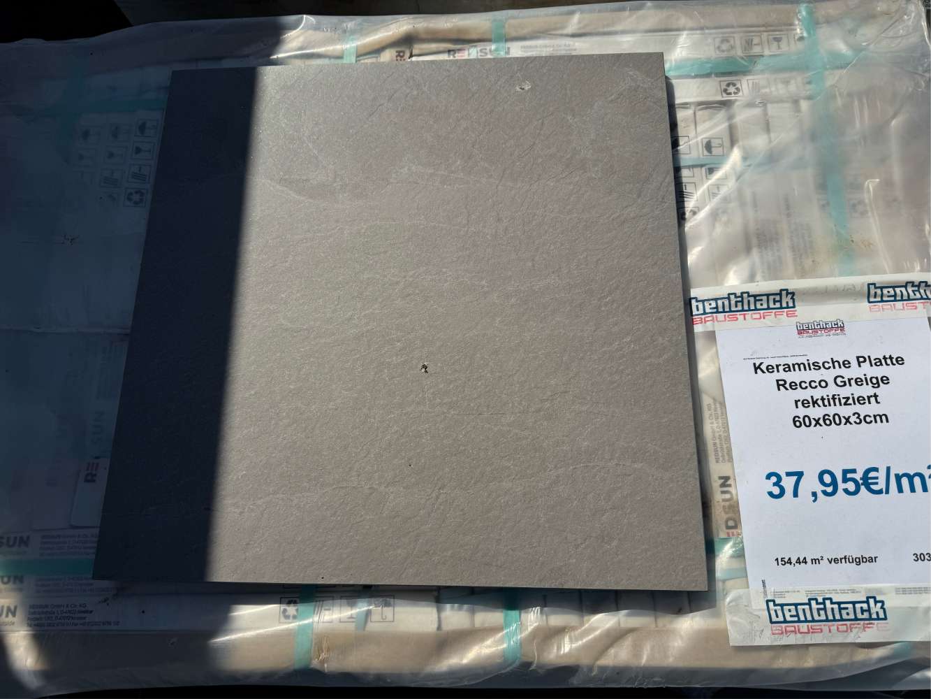 Terrassenplatte, 60x60x3cm, grau/beige, neu, GVM