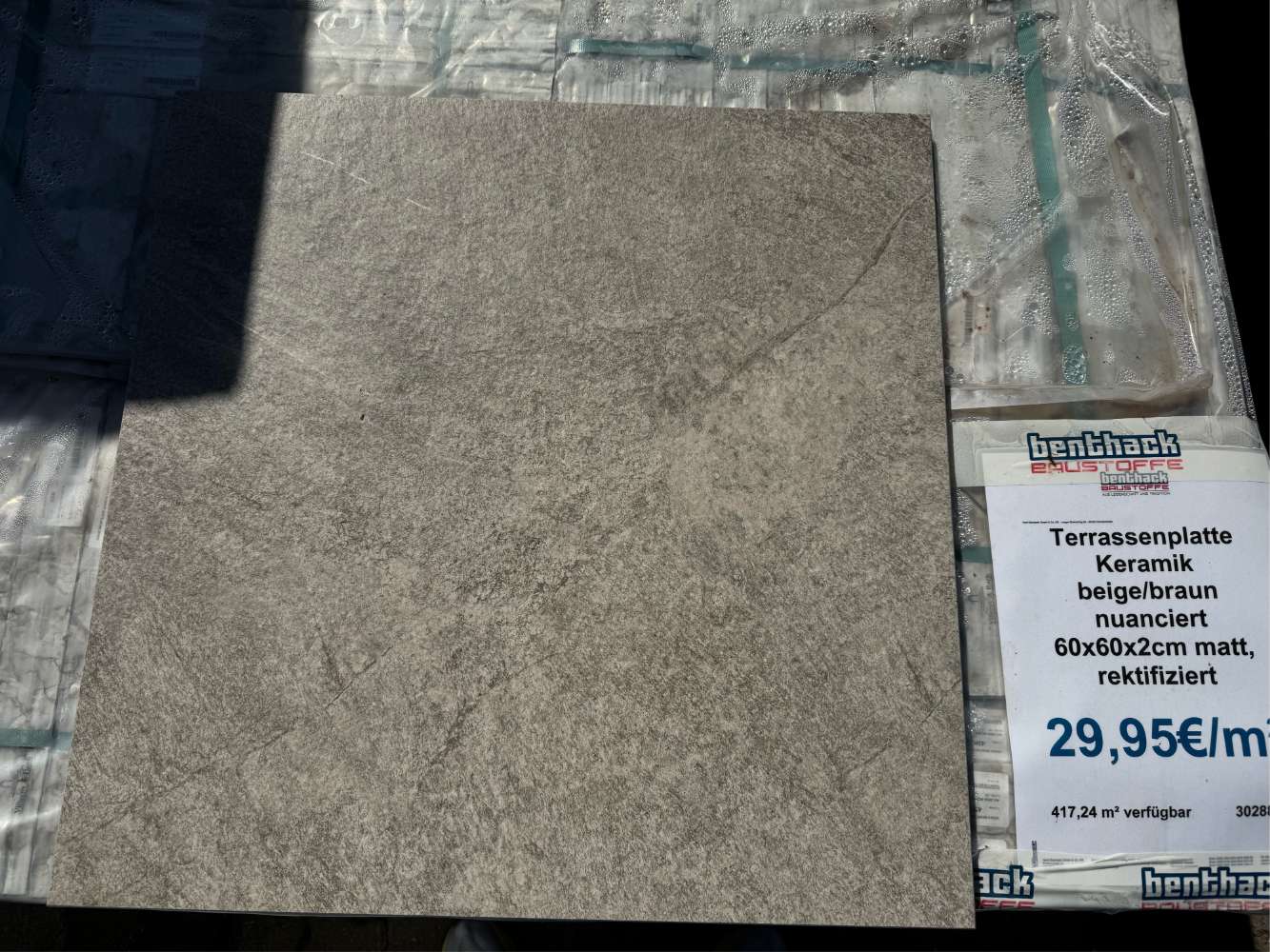 Terrassenplatte, 60x60x2cm, beige/braun, neu, GVM