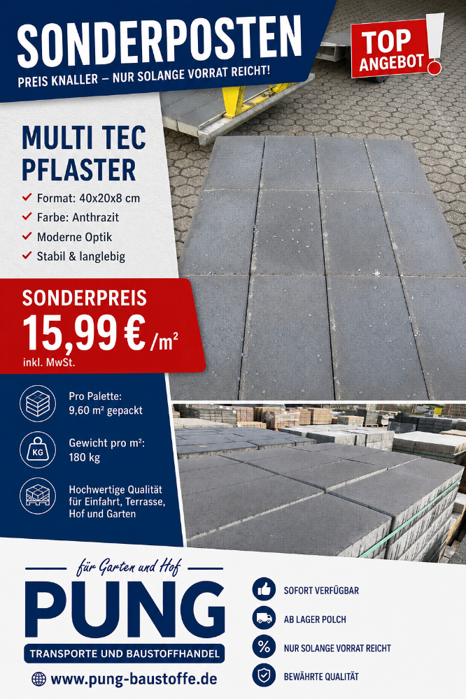 MultiTec Pflaster 40x20x8 anthrazit (2.Wahl)