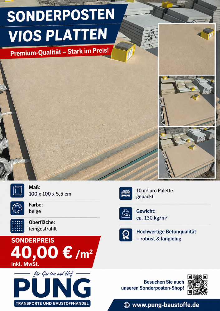 Vios  100x100x5,5 cm beige feingestrahlt (Restposten)