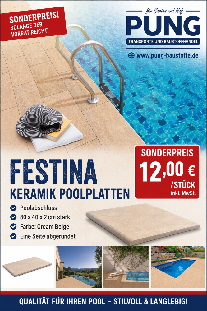 Festina Beckenrandplatte abgerundet  80x40x2 cm Creme Beige