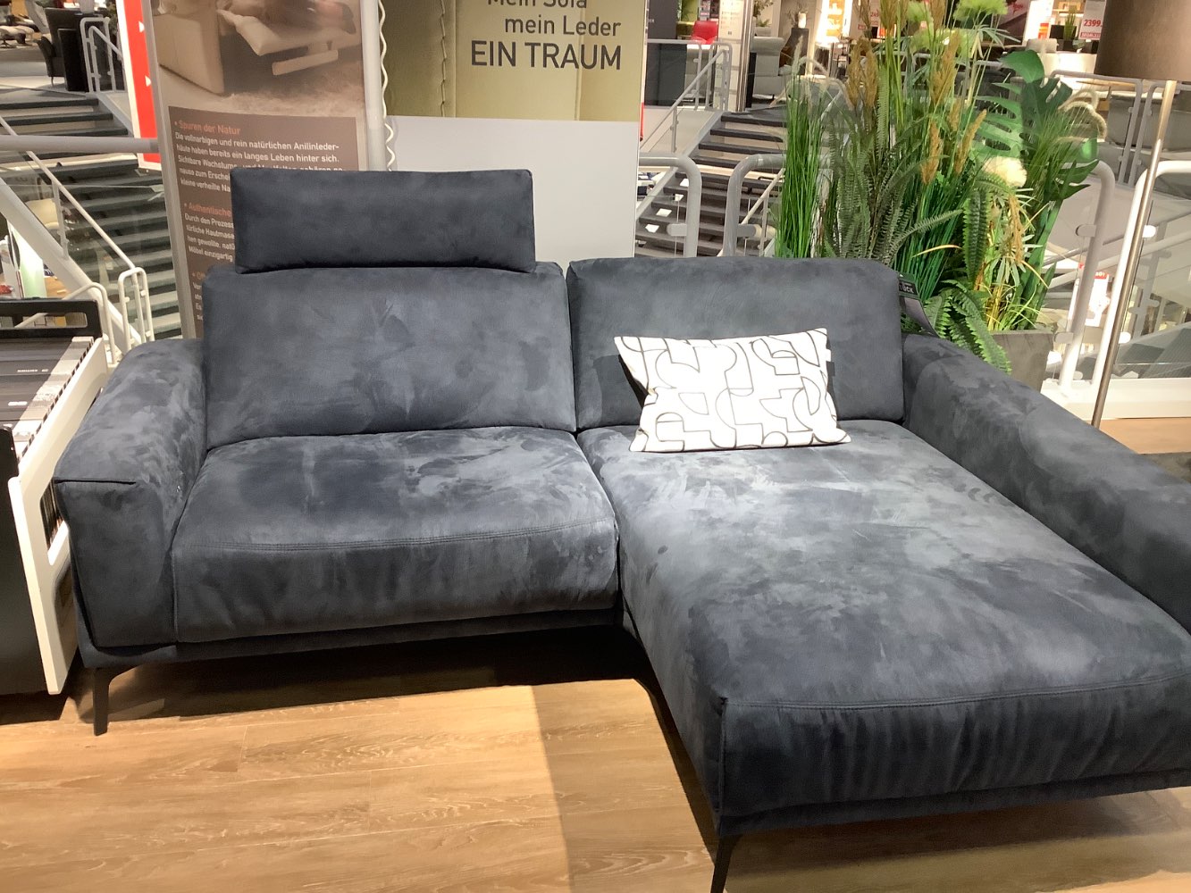 Ecksofa Mikrofaser dunkelblau