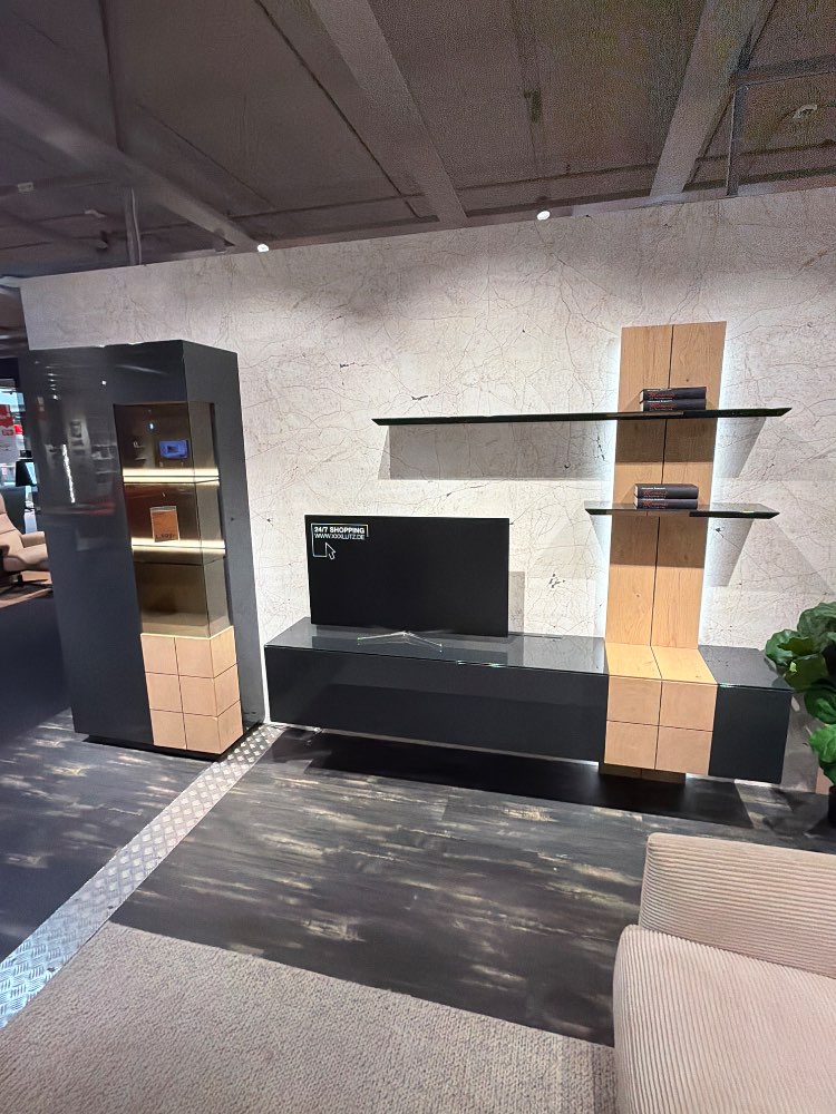 Möbel, Wohnwand Quadra, Grau/Eiche, 325cm, Ambiente, XXXLutz