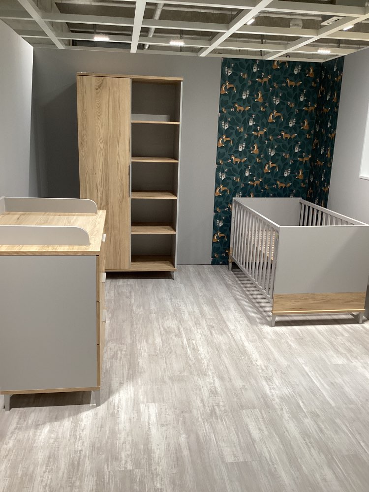 Babyzimmer 3-teilig Eiche/grau Nachbildung