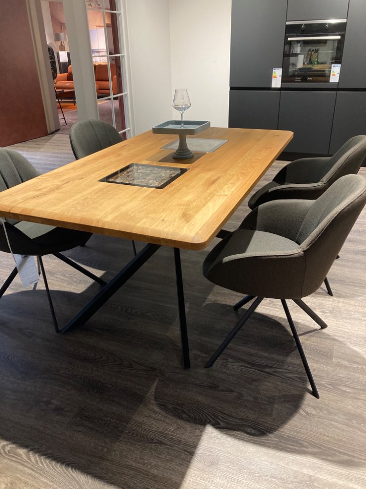 Esstisch BHT 180x76x100cm, Eiche massiv/Naturkork