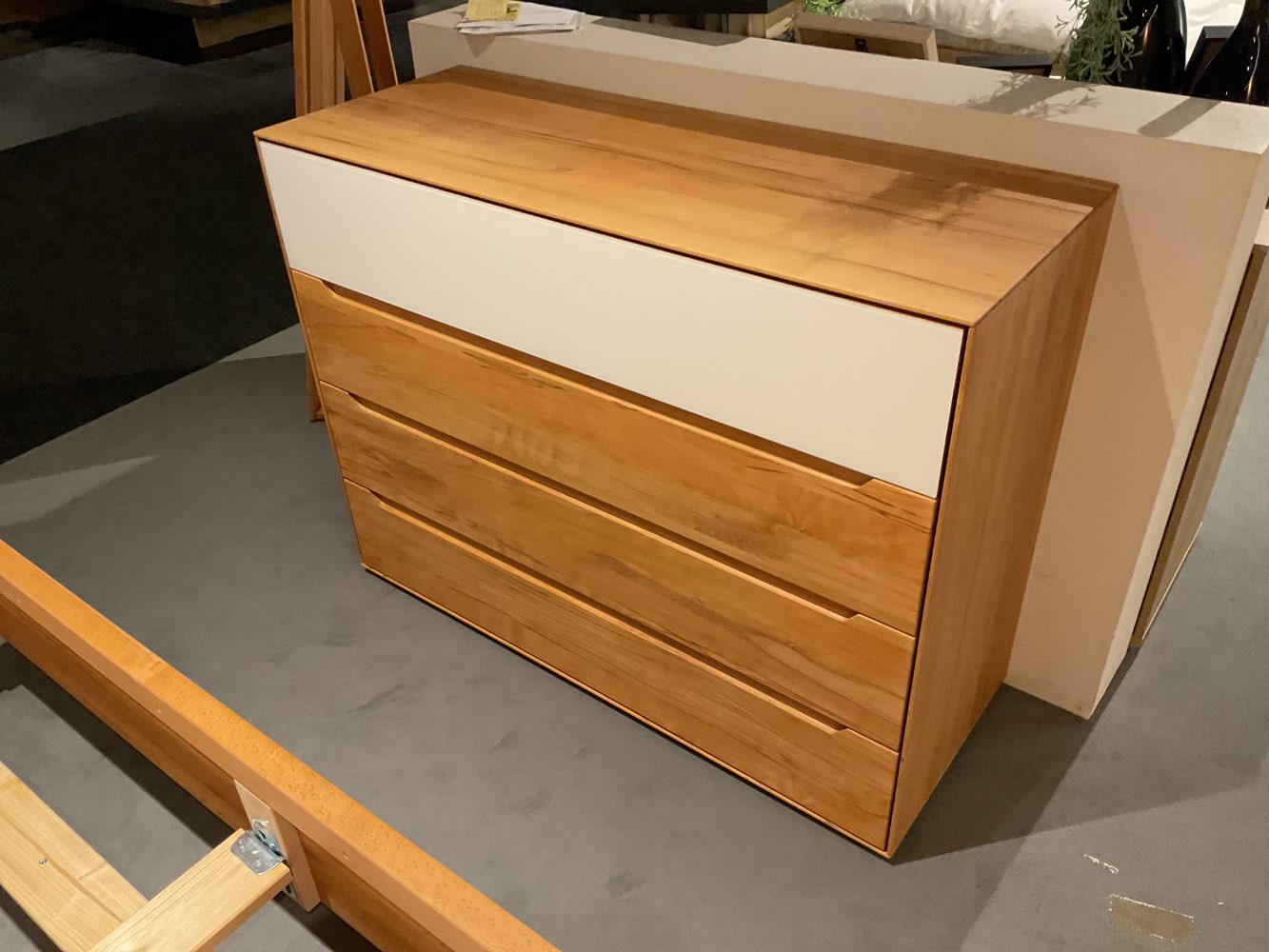 Schlafzimmer komplett weiß Glas/kernbuche