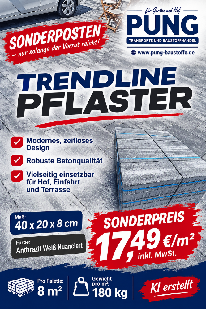 Trendline-Pflaster 40x20x8 cm anthrazit – weiß nuanciert (2.Wahl)