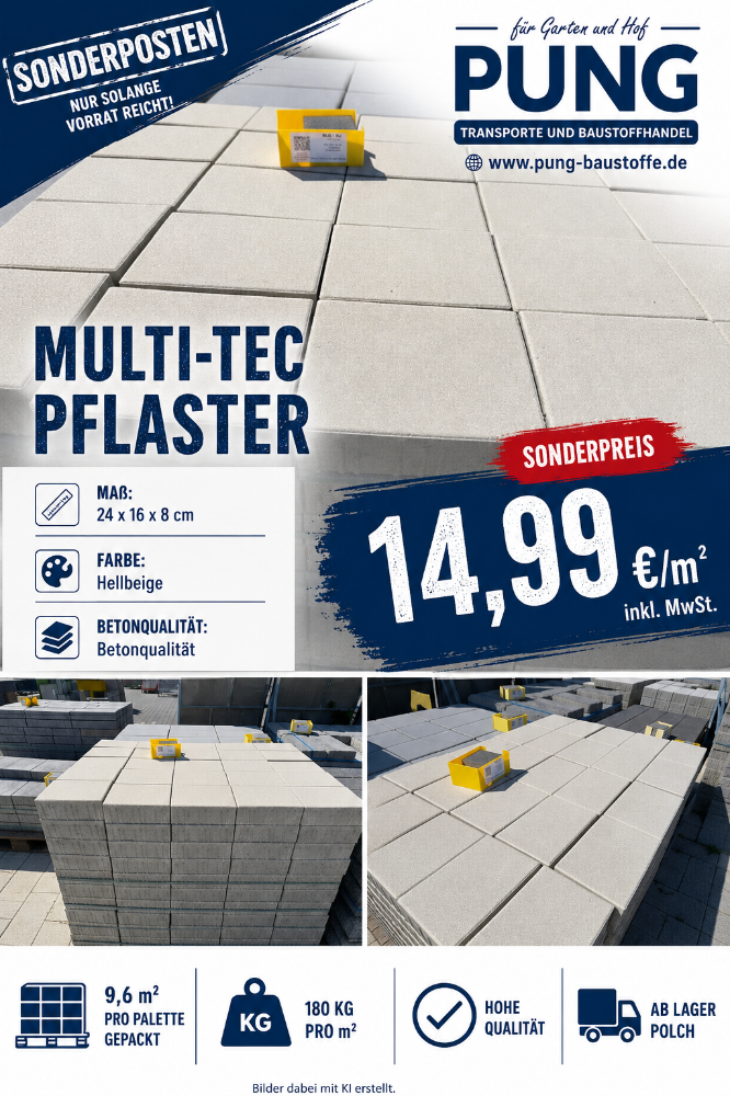 Multi-Tec Pflaster 24x16x8 cm Hellbeige ( Restposten )