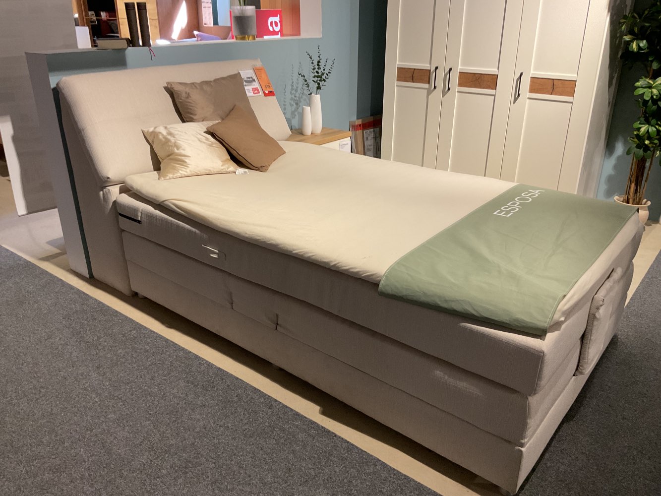 Möbel,Boxspringbett Carpino,Beige,120x200cm,Motor,Bettkasten,XXXL