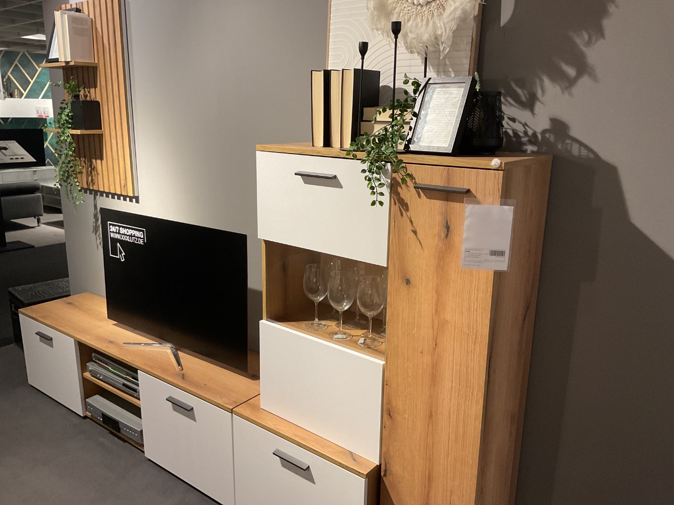 Wohnwand Hagen Eiche/weiss B250 cm