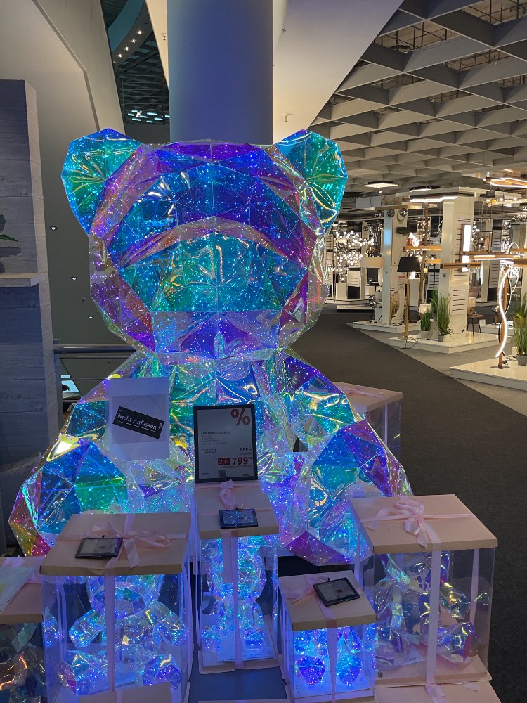 Dekobär beleuchtet Pearl Effekt indoor,Höhe 142 cm