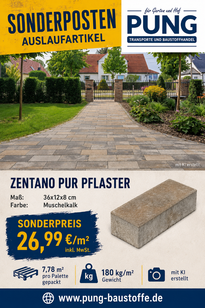 Zentano Pur 36x12x8 cm Muschelkalk (2.Wahl)