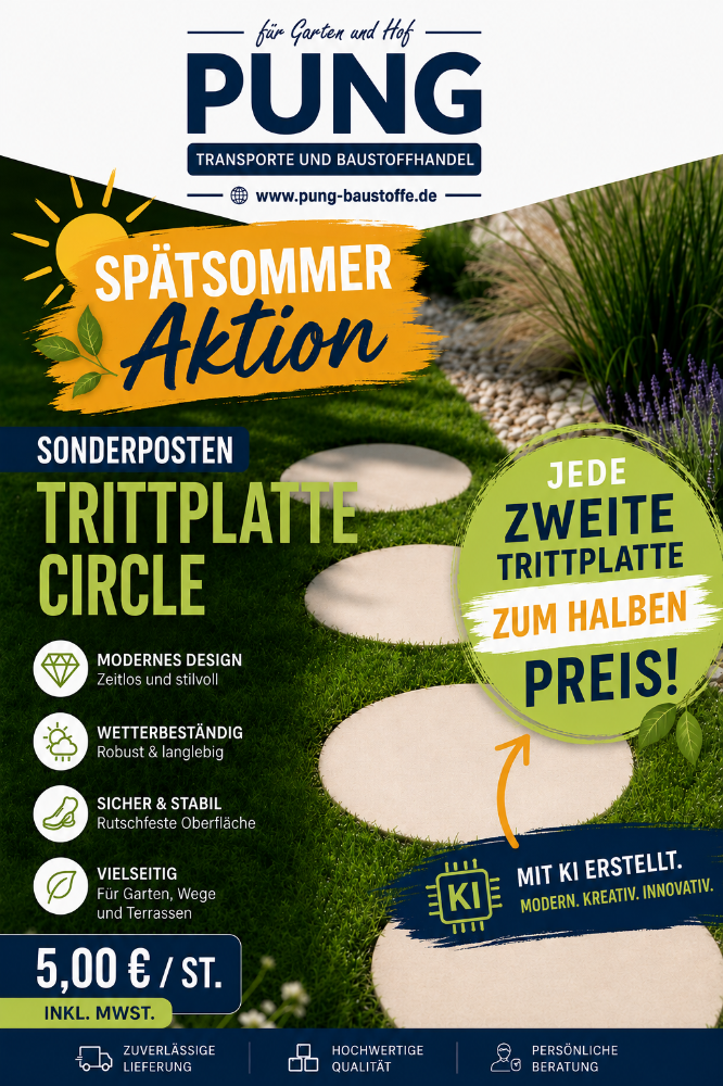Trittplatte Circle Rund 39 x 4 cm grau  strukturiert (2.Wahl)