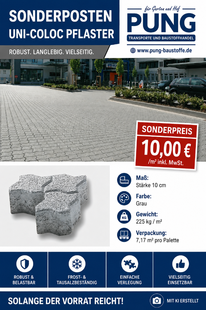 Uni Coloc Pflaster 10 cm grau (2.Wahl)
