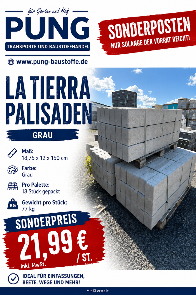 La Tierra Palisaden 18,75x12x150 cm grau (2.Wahl)