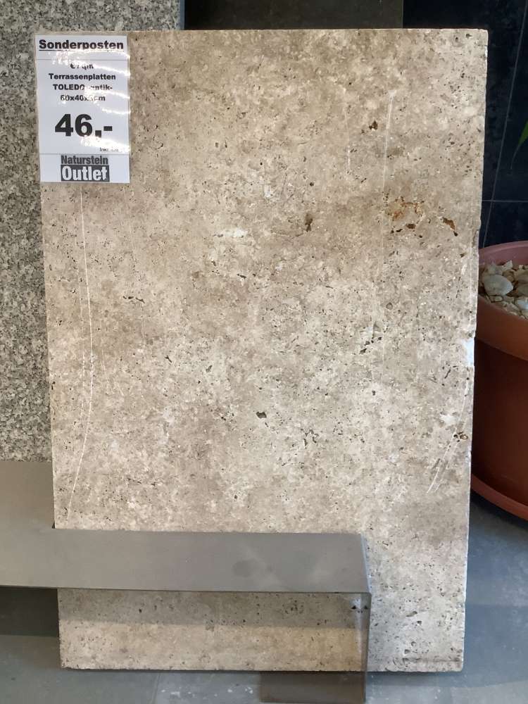Terrassenplatten, Travertin, braun-beige, 60x40x3cm