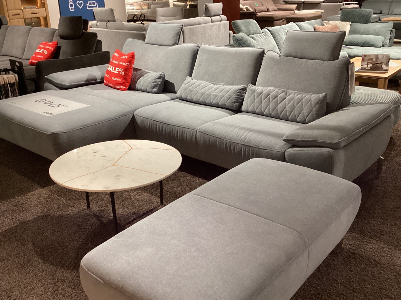 Rundecke Stoffbezug ice inklusive Hocker