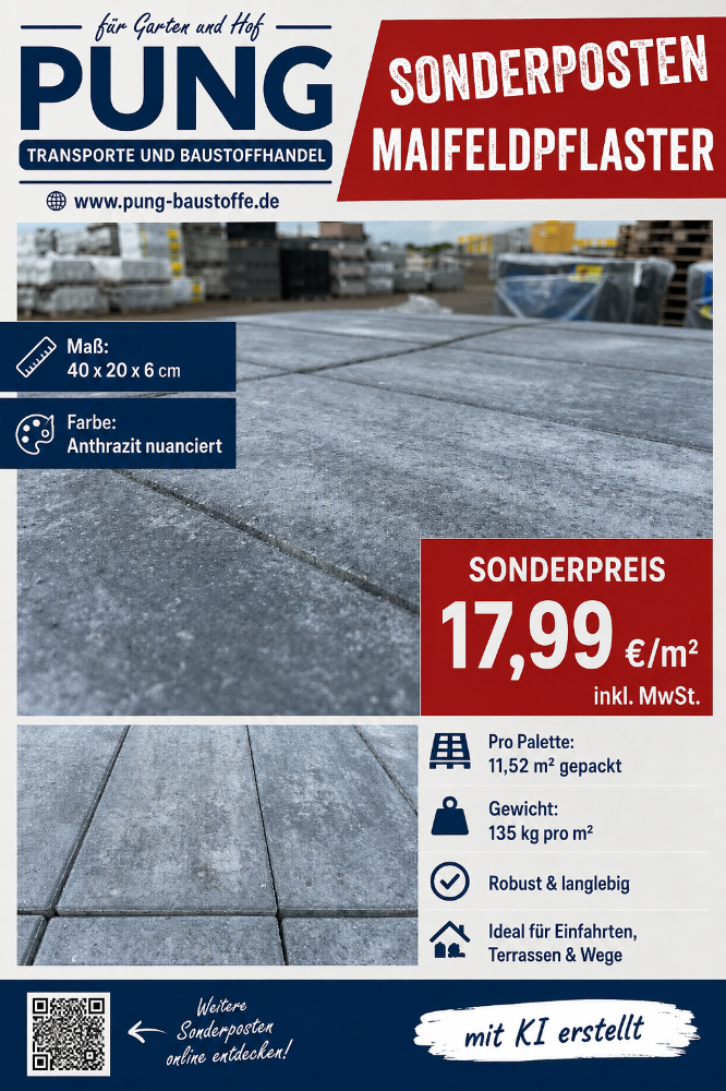 Maifeld Pflaster 40x20x6 cm anthrazit nuanciert (2.Wahl)