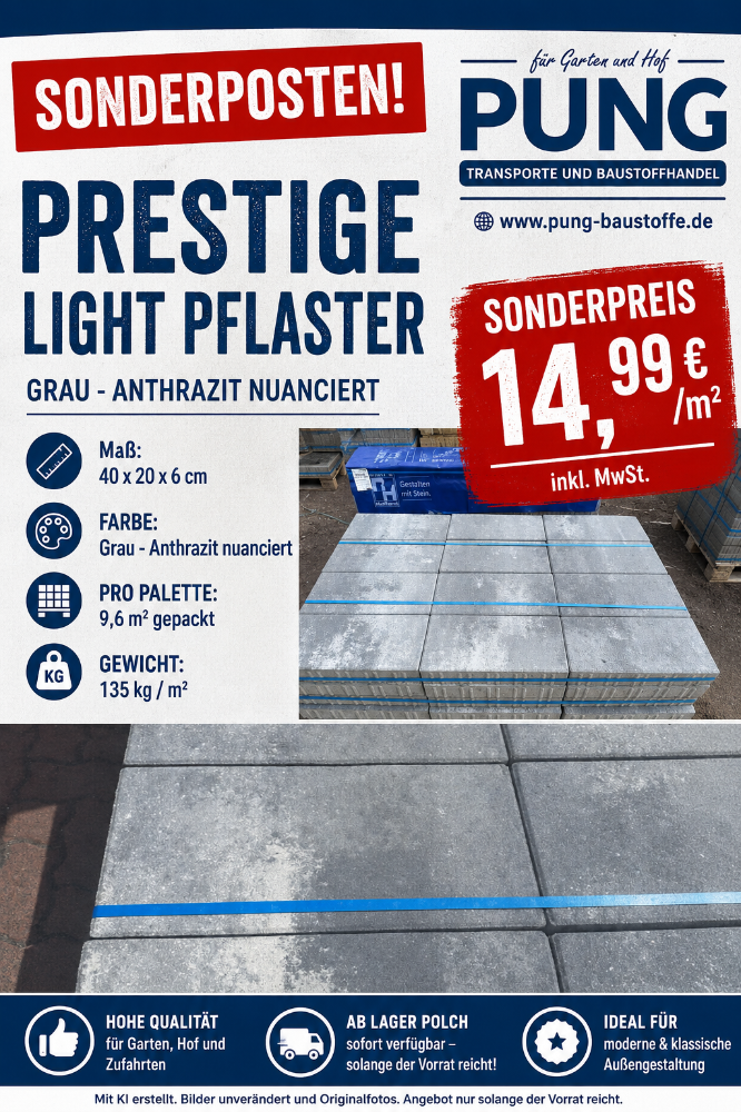 Prestige Light 40x20x6 cm grau-anthrazit (2.Wahl)