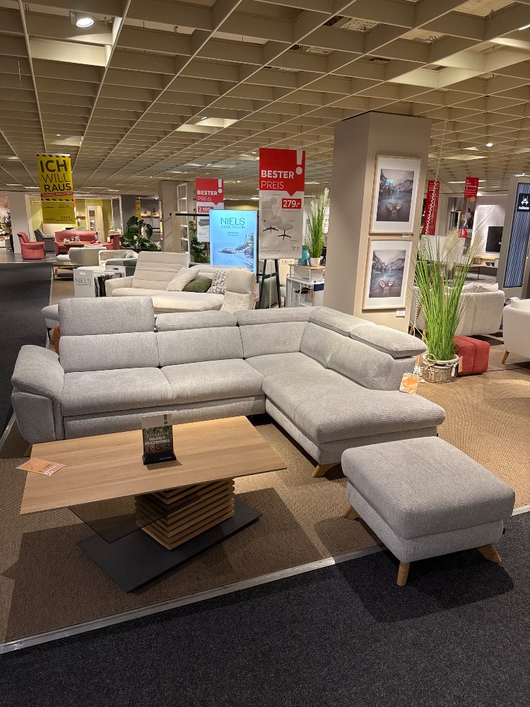 Möbel Ecksofa Mercury +Hocker grau XXXLutz Hirschaid