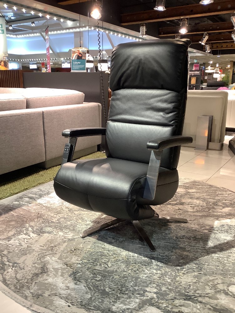 Relax Sessel Echt Leder schwarz elektrisch verstellbar