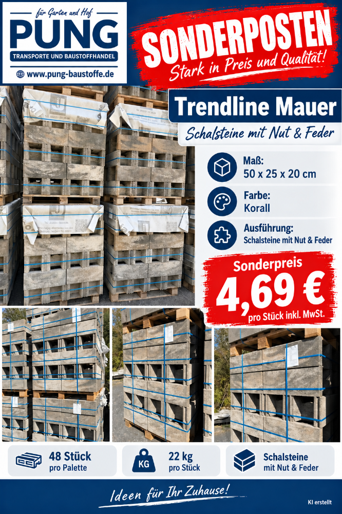 TRENDLINE – MAUER korall  50x25x20 cm (2.Wahl)