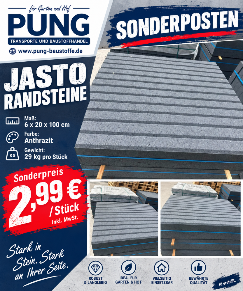 JASTO Randsteine 6x20x100 cm Anthrazit (2.Wahl)