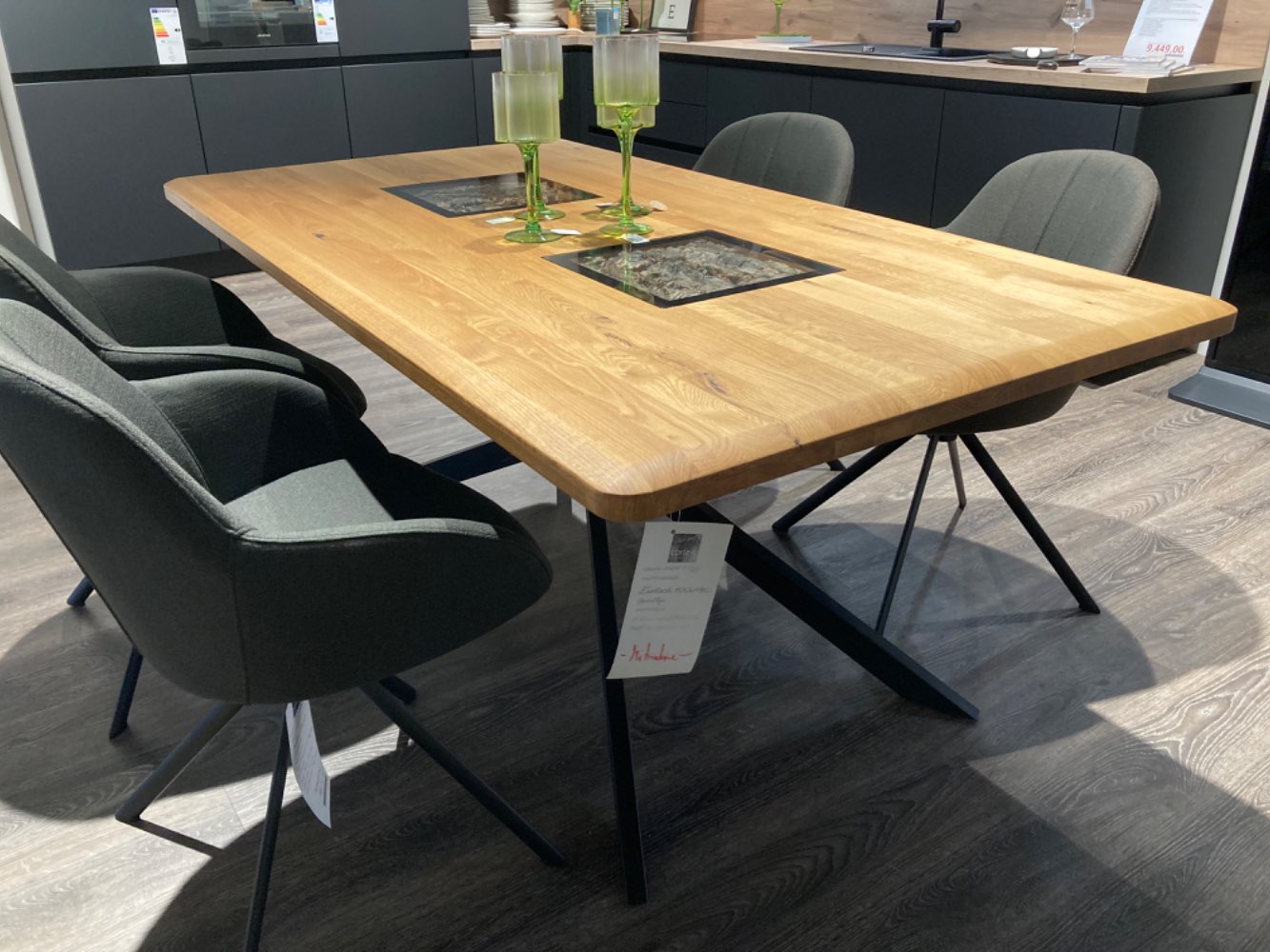 GlobalVigo Esstisch 100x180cm  Eiche massiv mit Naturkork
