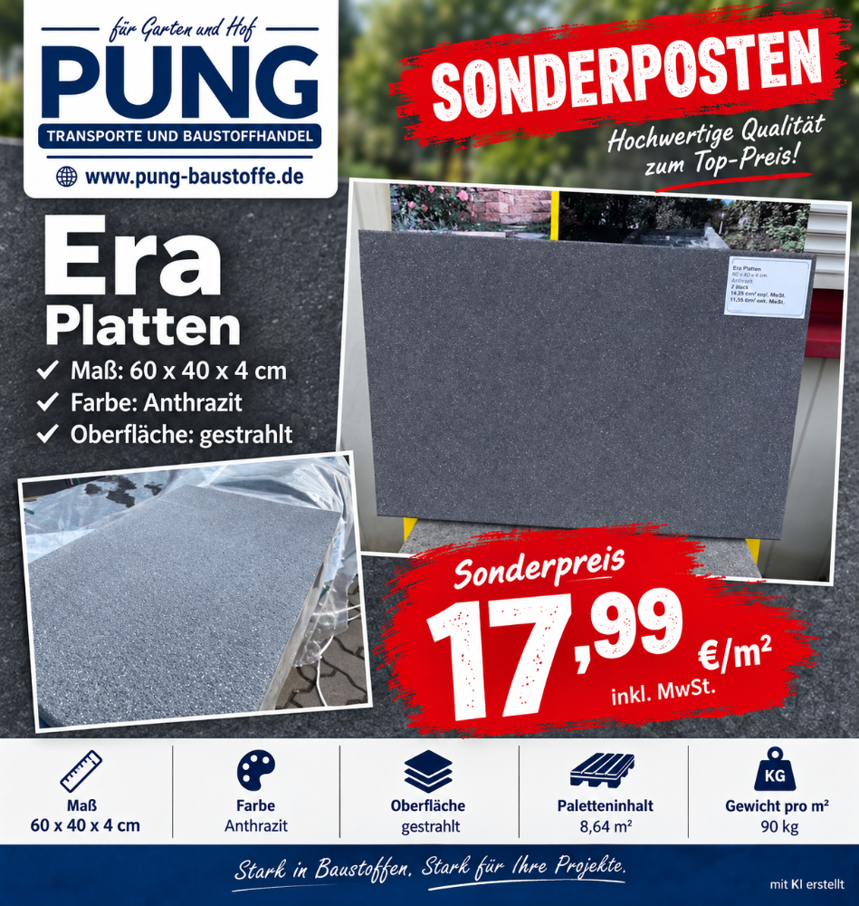 Era Platten 60x40x4 cm Anthrazit Kugelgestrahlt (2.Wahl )