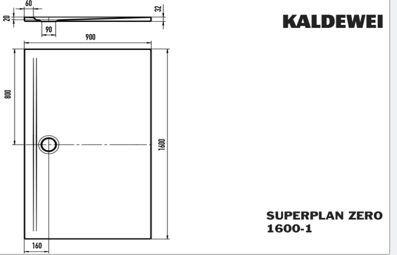 Kaldewei Superplan Duschwannen-Set 90 x 170 cm Alpinweiß