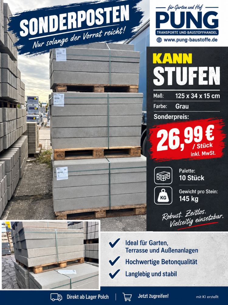 La Tierra Stufen grau 125x34x15 cm (2.Wahl)