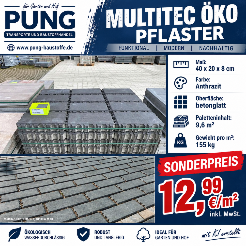 MultiTec ÖKO Pflaster 40x20x8 cm anthrazit (2.Wahl)