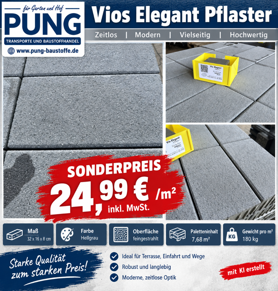 Vios Elegant 32x16x8 cm hellgrau feingestrahlt (Restposten)