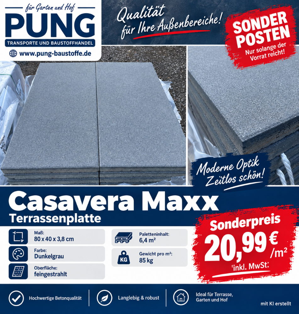 Casavera Maxx 80x40x3,8 cm Dunkelgrau gestrahlt (2.Wahl )