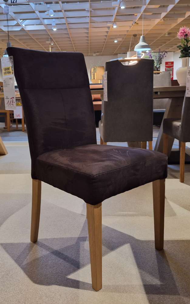 Stuhl 100% Polyester dunkelbraun, Gestell eiche terra