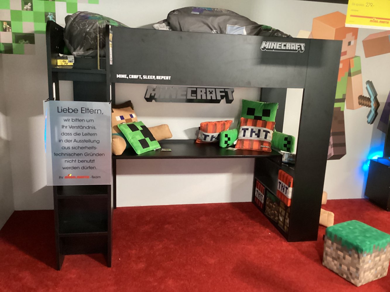 Gaming-Bett Minecraft, schwarz