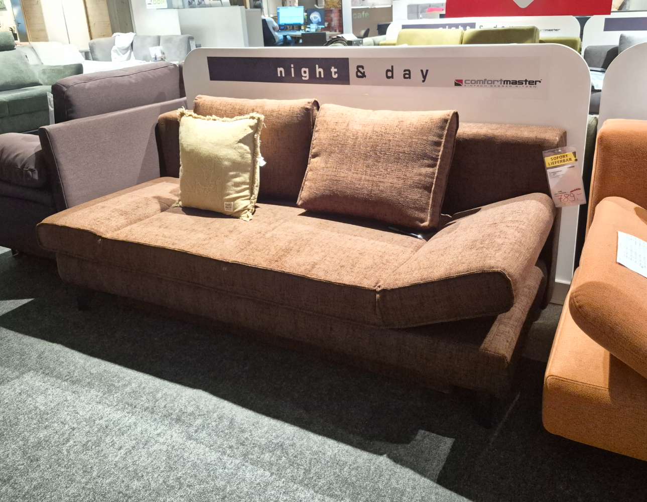 Schlafsofa Braun 100% Polyester mit Bettkasten