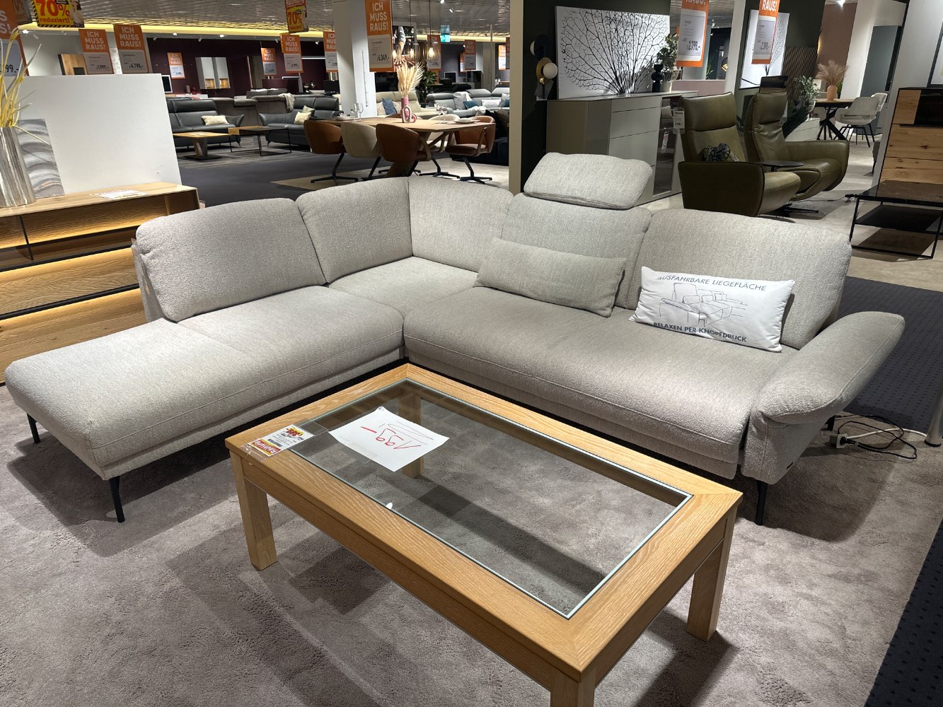 Polstergarnitur beige, ca. 229×263 cm