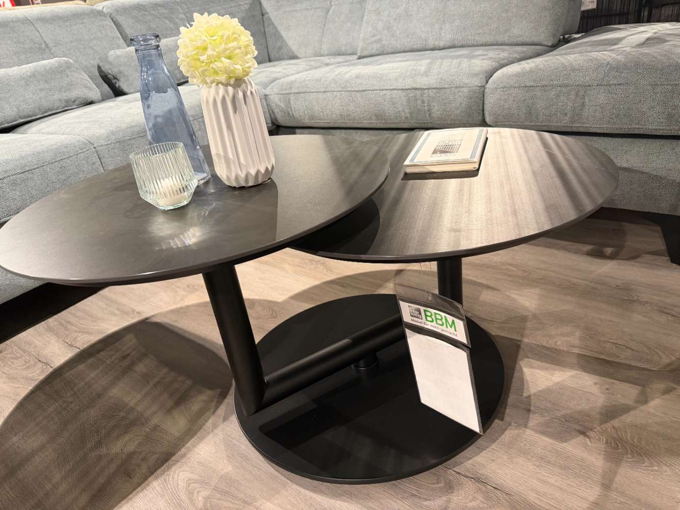 Couchtisch / ausdrehbar / 2-er Set / Keramik Storm / schwarz