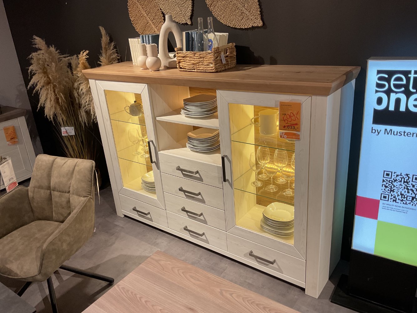 XXXLutz Ausstellungsstück Möbel  Highboard York Musterring weiß E