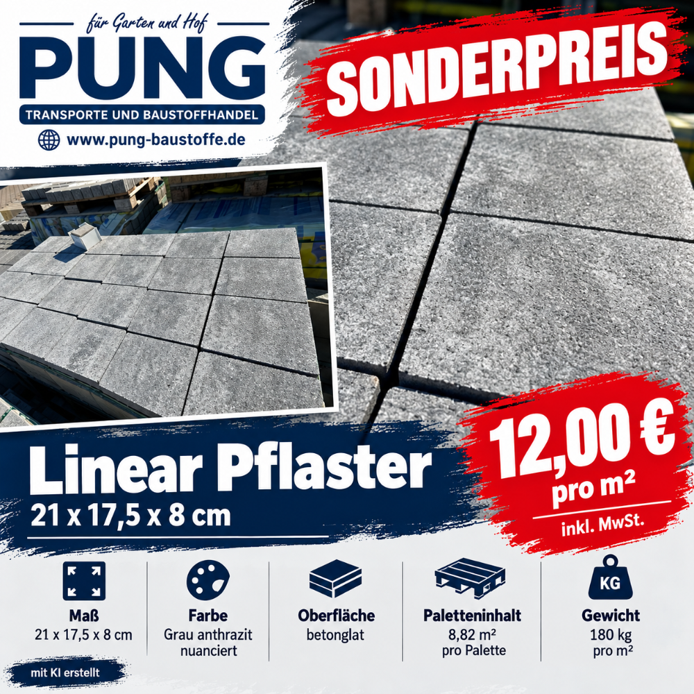 Linear Pflaster 21×17,5×8 cm grau/anthrazit- nuanciert ( 2.Wahl )