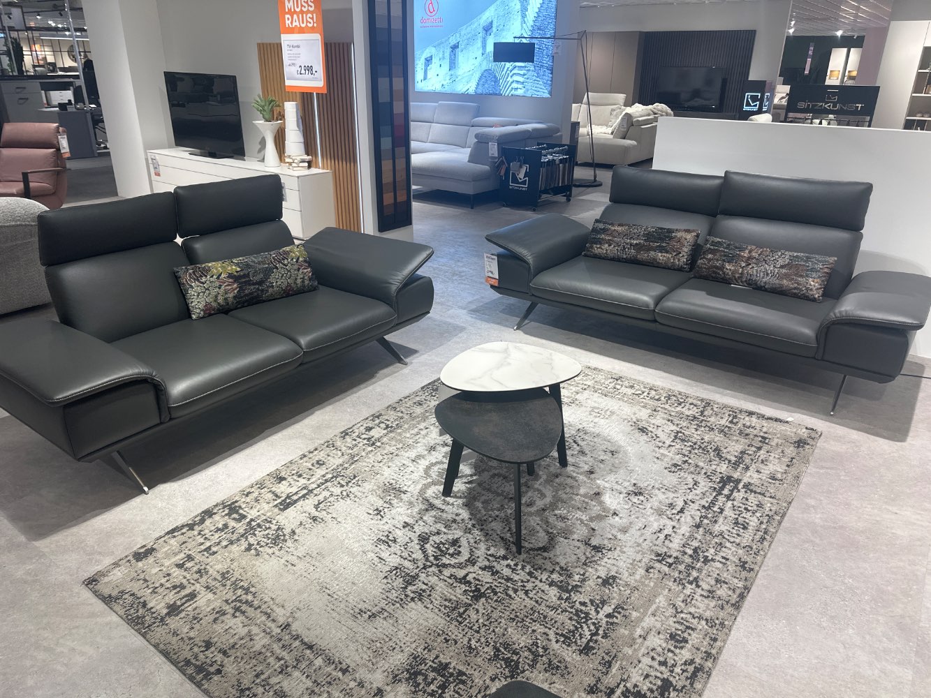 Koinor Elements  2 Sofas Echtleder Metal