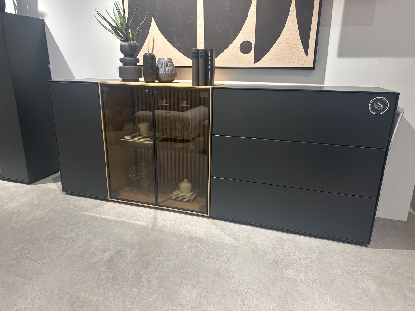 Sideboard Hartmann Birke massiv anthrazit lackiert