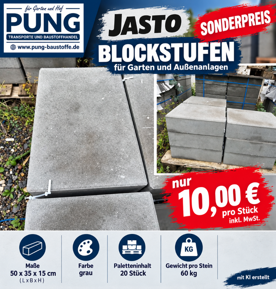 JASTO Blockstufen 50x35x15 cm Grau (2.Wahl)