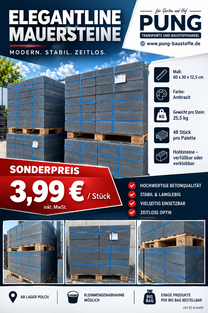 Elegantline Mauer Kristall-anthrazit 60x30x12,5 cm (2.Wahl)